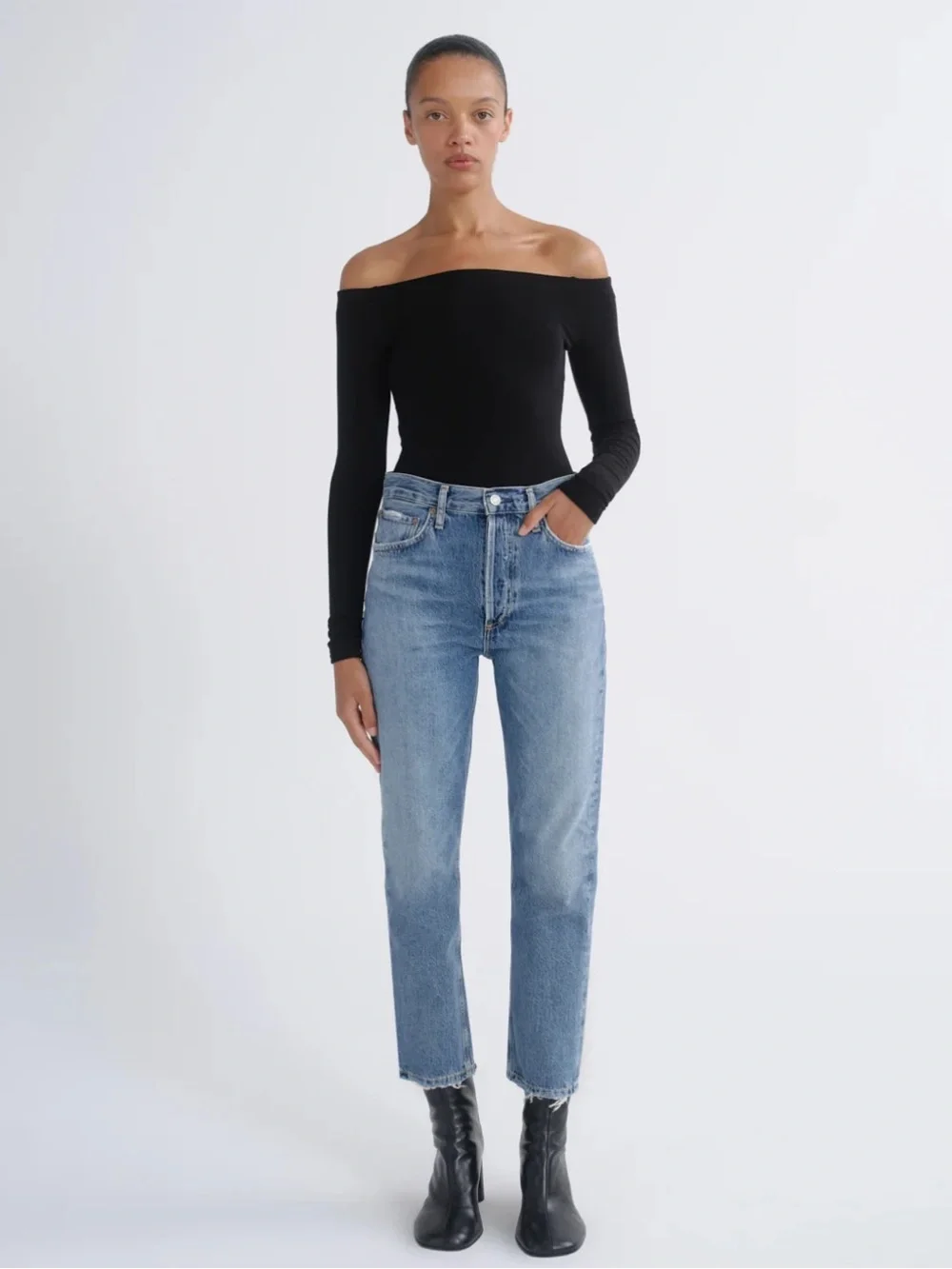 Agolde Riley high rise straight crop jean